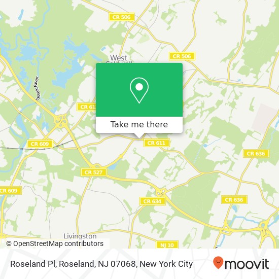 Mapa de Roseland Pl, Roseland, NJ 07068