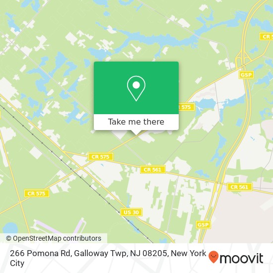 Mapa de 266 Pomona Rd, Galloway Twp, NJ 08205