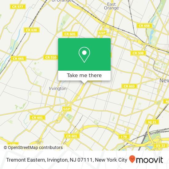 Mapa de Tremont Eastern, Irvington, NJ 07111