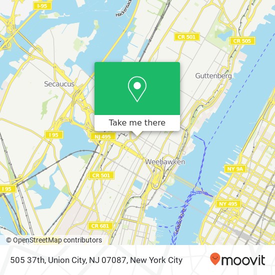 Mapa de 505 37th, Union City, NJ 07087