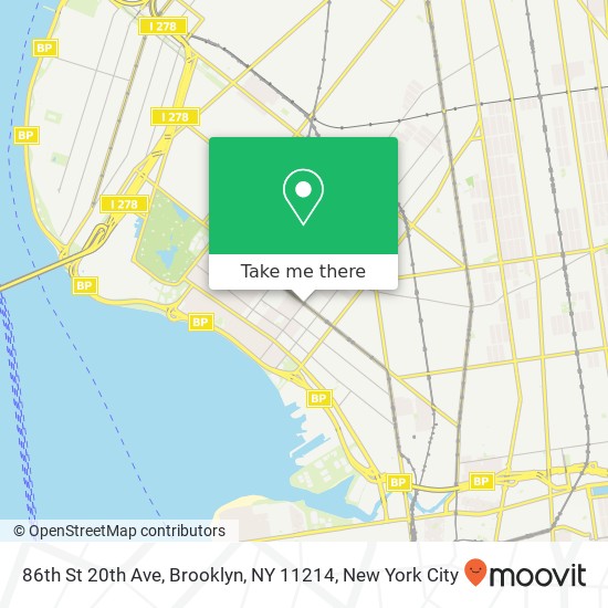 86th St 20th Ave, Brooklyn, NY 11214 map