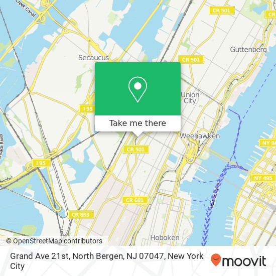 Mapa de Grand Ave 21st, North Bergen, NJ 07047