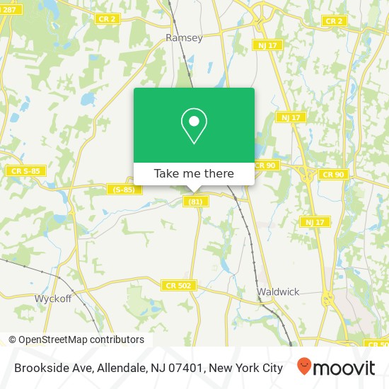 Mapa de Brookside Ave, Allendale, NJ 07401