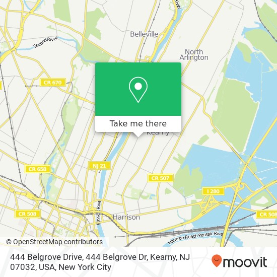 Mapa de 444 Belgrove Drive, 444 Belgrove Dr, Kearny, NJ 07032, USA