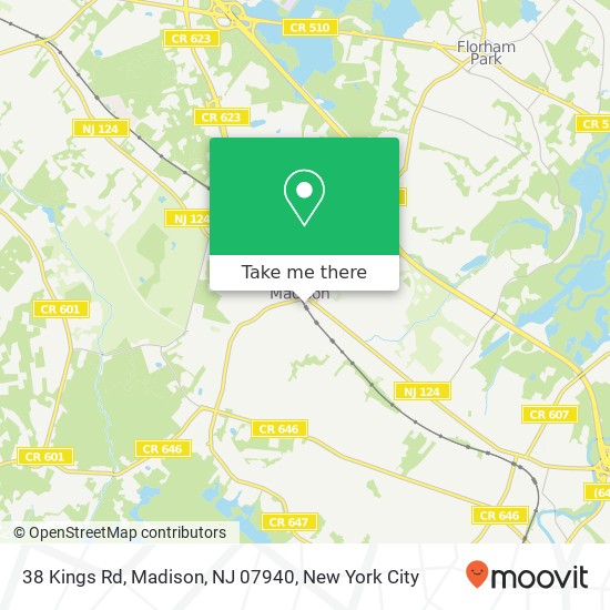 Mapa de 38 Kings Rd, Madison, NJ 07940