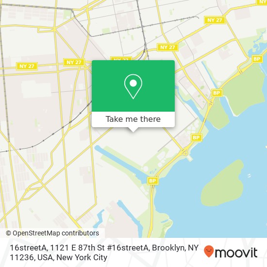 Mapa de 16streetA, 1121 E 87th St #16streetA, Brooklyn, NY 11236, USA