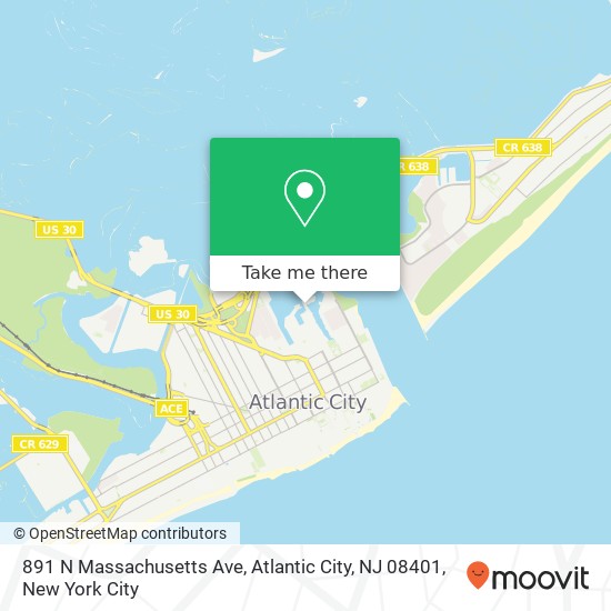 Mapa de 891 N Massachusetts Ave, Atlantic City, NJ 08401