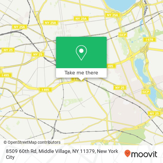 Mapa de 8509 60th Rd, Middle Village, NY 11379