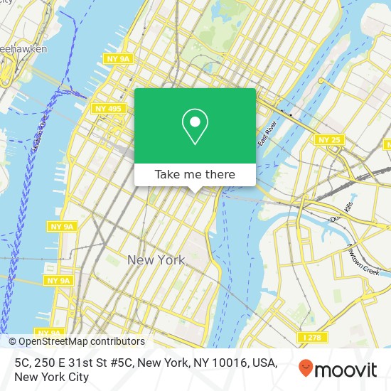 Mapa de 5C, 250 E 31st St #5C, New York, NY 10016, USA