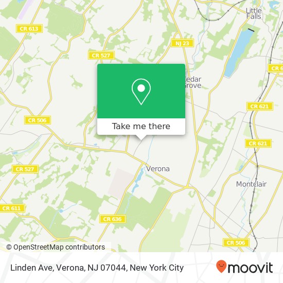 Mapa de Linden Ave, Verona, NJ 07044