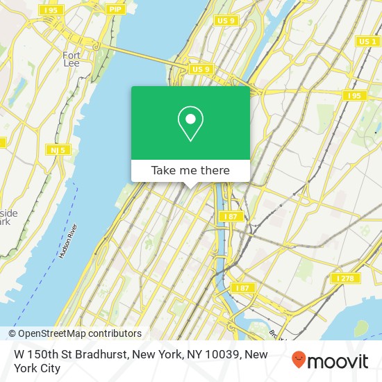 Mapa de W 150th St Bradhurst, New York, NY 10039