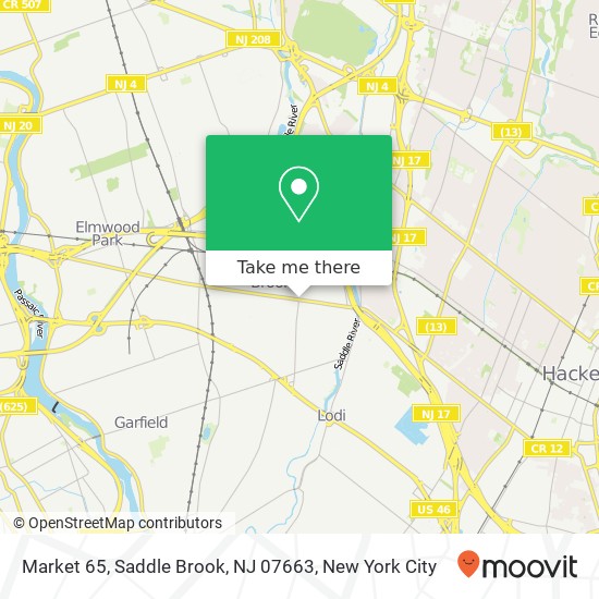 Mapa de Market 65, Saddle Brook, NJ 07663