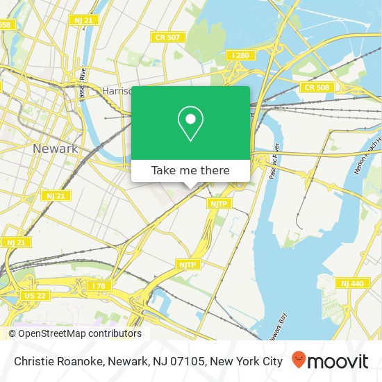 Mapa de Christie Roanoke, Newark, NJ 07105
