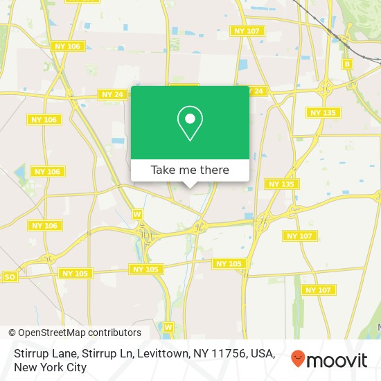 Mapa de Stirrup Lane, Stirrup Ln, Levittown, NY 11756, USA