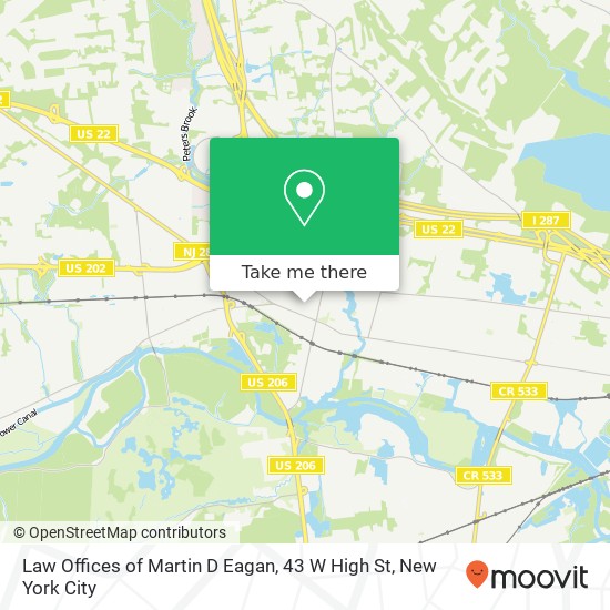 Mapa de Law Offices of Martin D Eagan, 43 W High St
