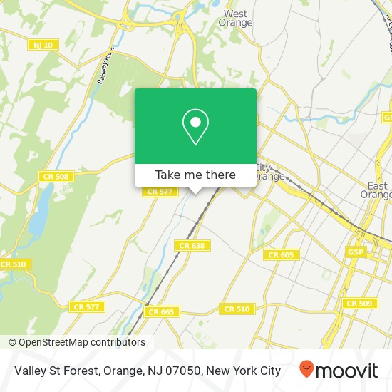 Mapa de Valley St Forest, Orange, NJ 07050