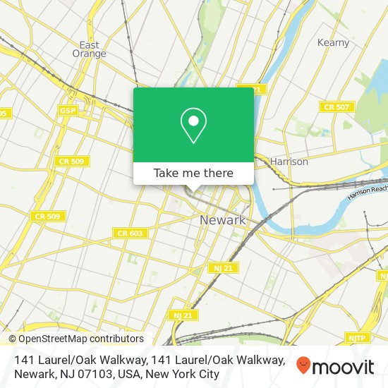 141 Laurel / Oak Walkway, 141 Laurel / Oak Walkway, Newark, NJ 07103, USA map