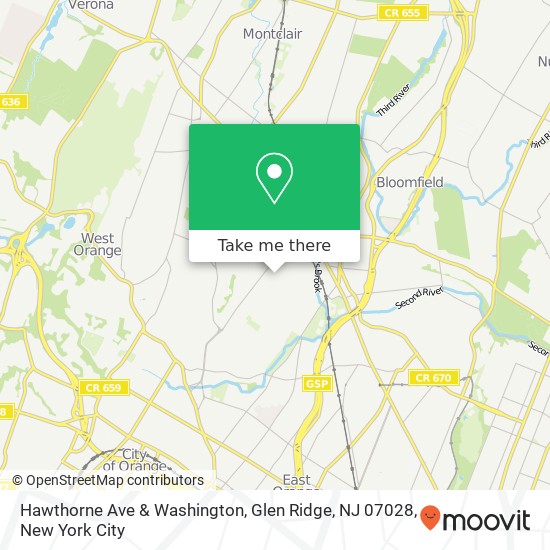 Hawthorne Ave & Washington, Glen Ridge, NJ 07028 map