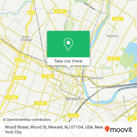 Wood Street, Wood St, Newark, NJ 07104, USA map