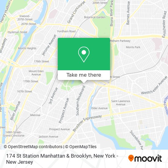 Mapa de 174 St Station Manhattan & Brooklyn