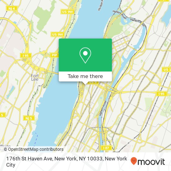 176th St Haven Ave, New York, NY 10033 map