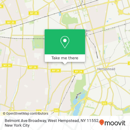 Mapa de Belmont Ave Broadway, West Hempstead, NY 11552