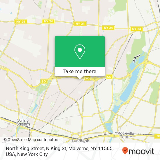 Mapa de North King Street, N King St, Malverne, NY 11565, USA