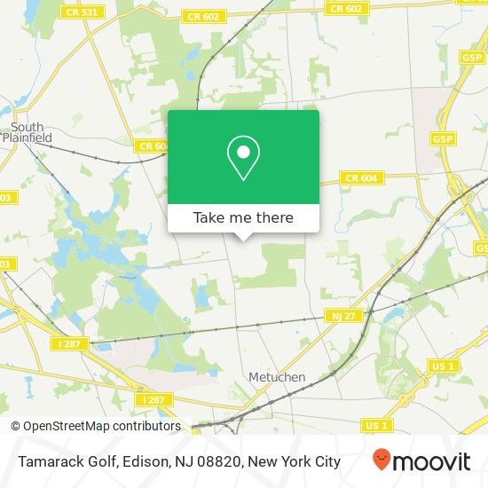 Mapa de Tamarack Golf, Edison, NJ 08820
