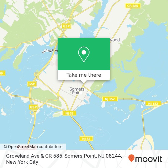 Mapa de Groveland Ave & CR-585, Somers Point, NJ 08244