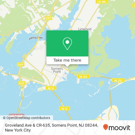 Mapa de Groveland Ave & CR-635, Somers Point, NJ 08244