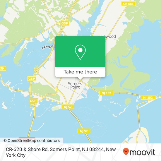 Mapa de CR-620 & Shore Rd, Somers Point, NJ 08244