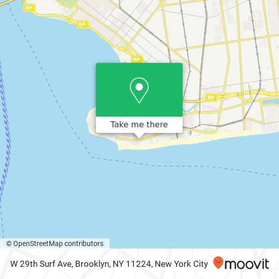 Mapa de W 29th Surf Ave, Brooklyn, NY 11224