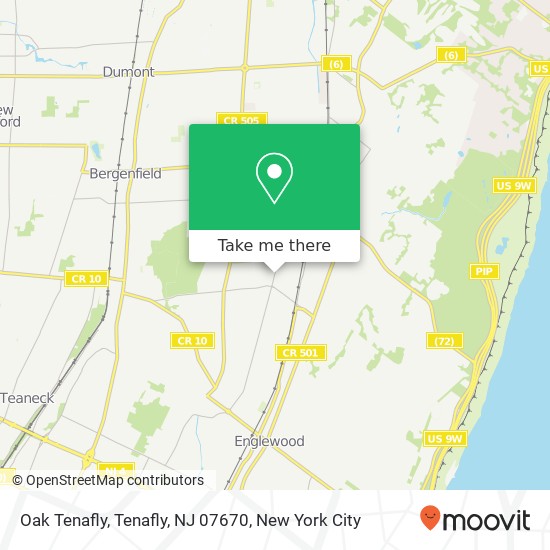 Mapa de Oak Tenafly, Tenafly, NJ 07670