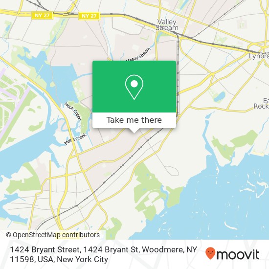 Mapa de 1424 Bryant Street, 1424 Bryant St, Woodmere, NY 11598, USA