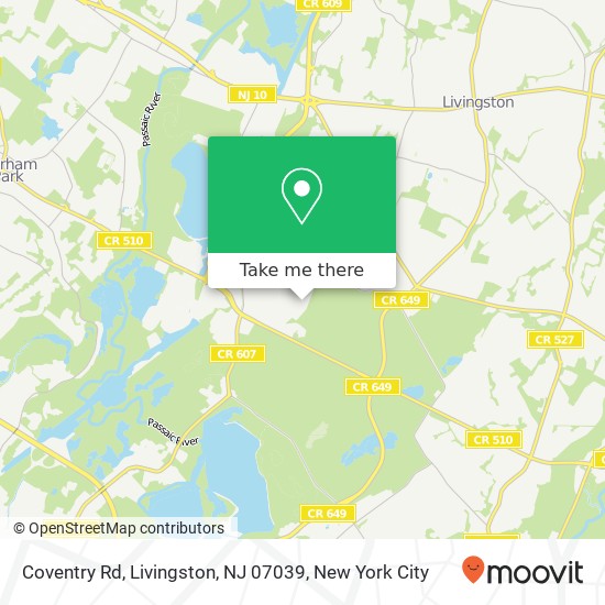 Mapa de Coventry Rd, Livingston, NJ 07039