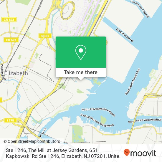 Mapa de Ste 1246, The Mill at Jersey Gardens, 651 Kapkowski Rd Ste 1246, Elizabeth, NJ 07201, United States