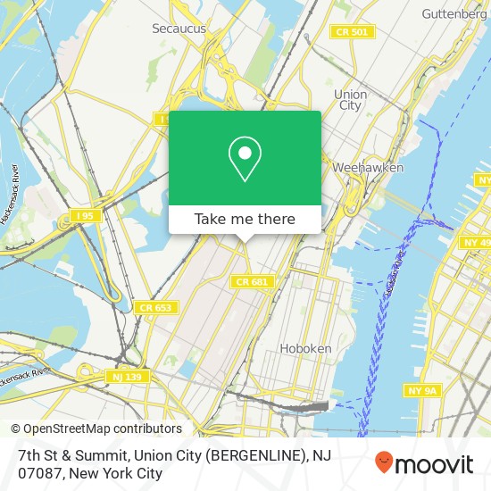 Mapa de 7th St & Summit, Union City (BERGENLINE), NJ 07087