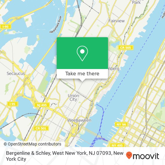 Bergenline & Schley, West New York, NJ 07093 map