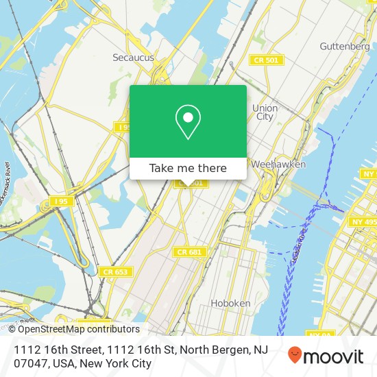 Mapa de 1112 16th Street, 1112 16th St, North Bergen, NJ 07047, USA
