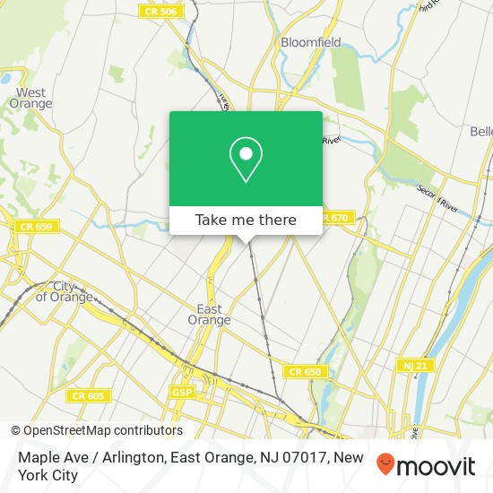 Mapa de Maple Ave / Arlington, East Orange, NJ 07017