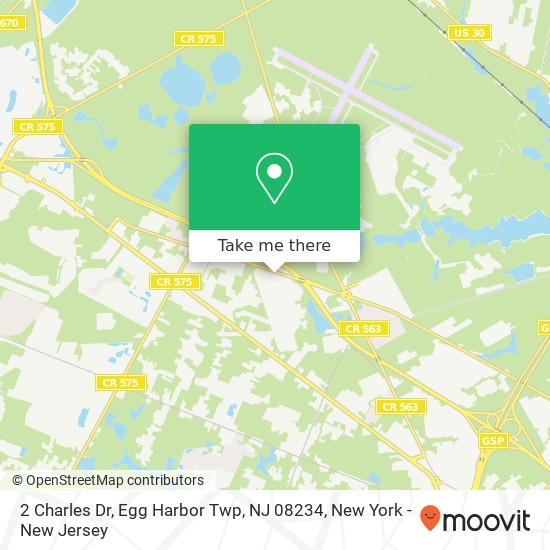 Mapa de 2 Charles Dr, Egg Harbor Twp, NJ 08234