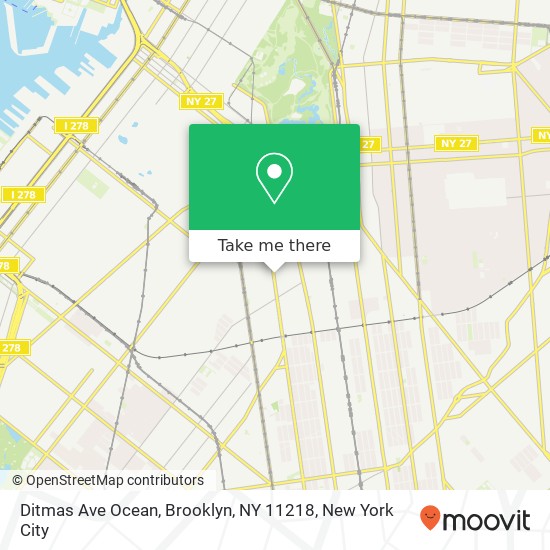 Mapa de Ditmas Ave Ocean, Brooklyn, NY 11218