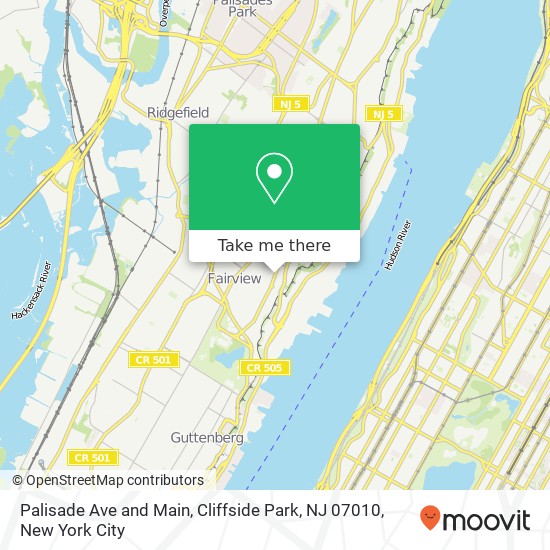 Mapa de Palisade Ave and Main, Cliffside Park, NJ 07010
