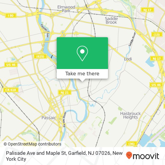 Palisade Ave and Maple St, Garfield, NJ 07026 map
