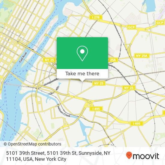 5101 39th Street, 5101 39th St, Sunnyside, NY 11104, USA map