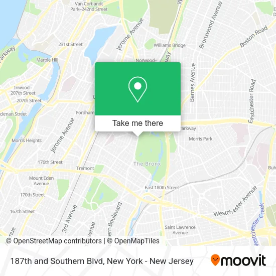 187th and Southern Blvd map