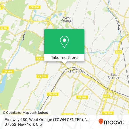 Freeway 280, West Orange (TOWN CENTER), NJ 07052 map