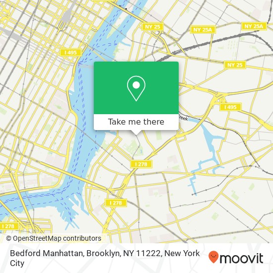 Mapa de Bedford Manhattan, Brooklyn, NY 11222