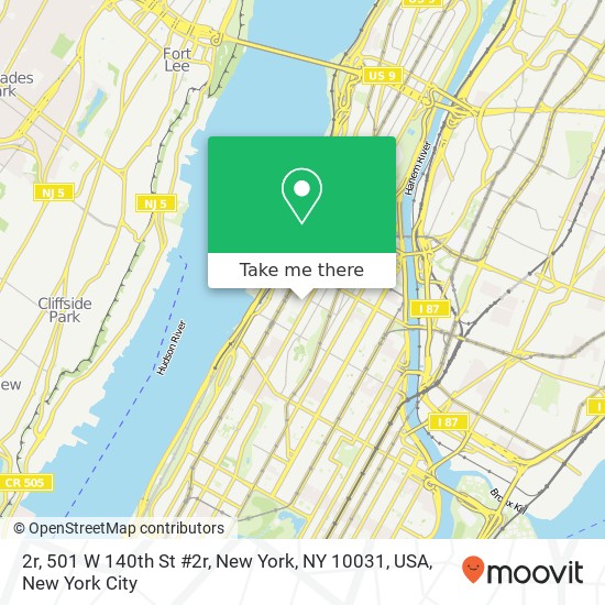 Mapa de 2r, 501 W 140th St #2r, New York, NY 10031, USA