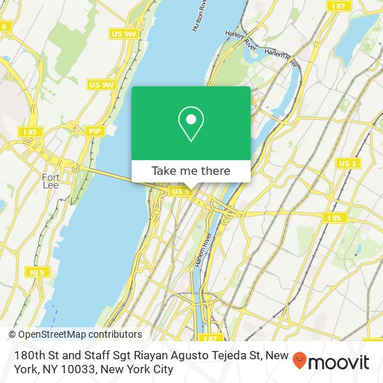 Mapa de 180th St and Staff Sgt Riayan Agusto Tejeda St, New York, NY 10033